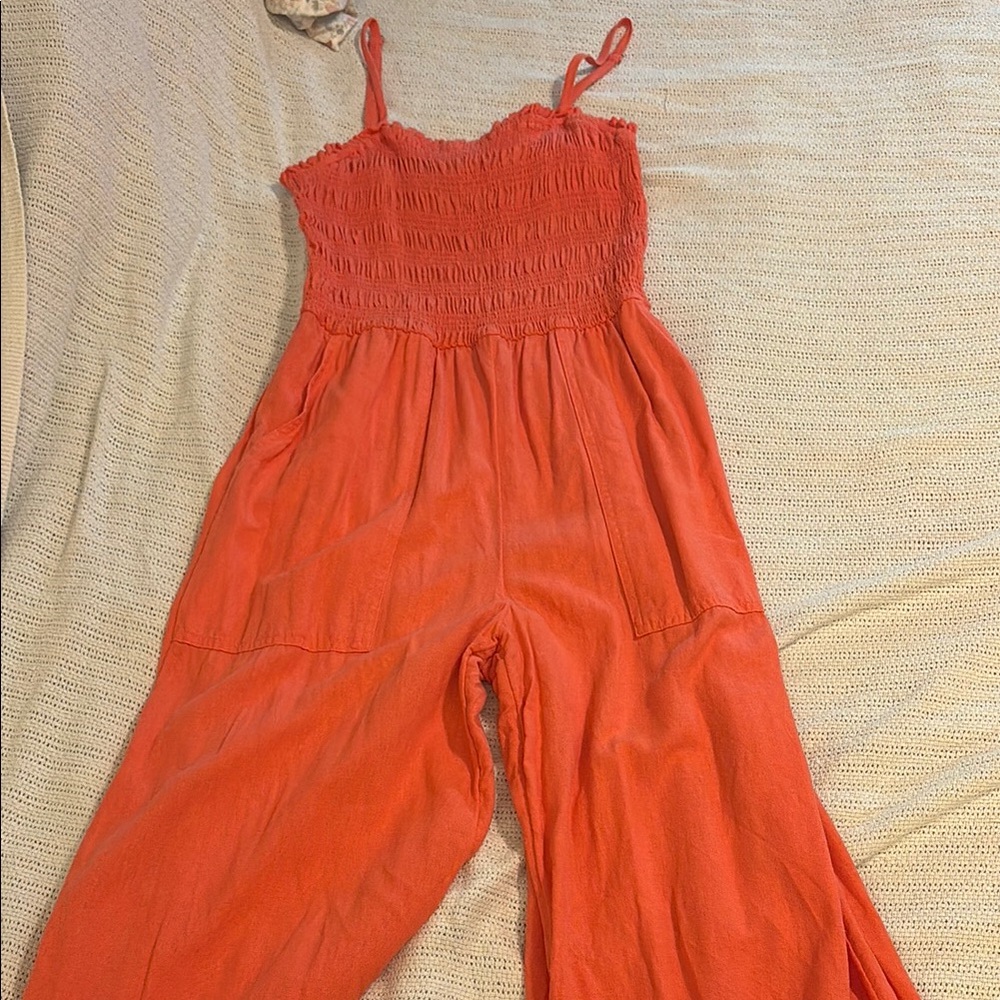 Universal Thread Coral Jumpsuit with Adjustable Straps